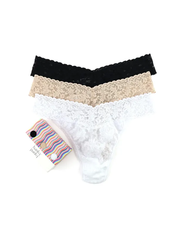3 Pack Signature Lace® Original Rise Thongs sold by Hanky Panky
