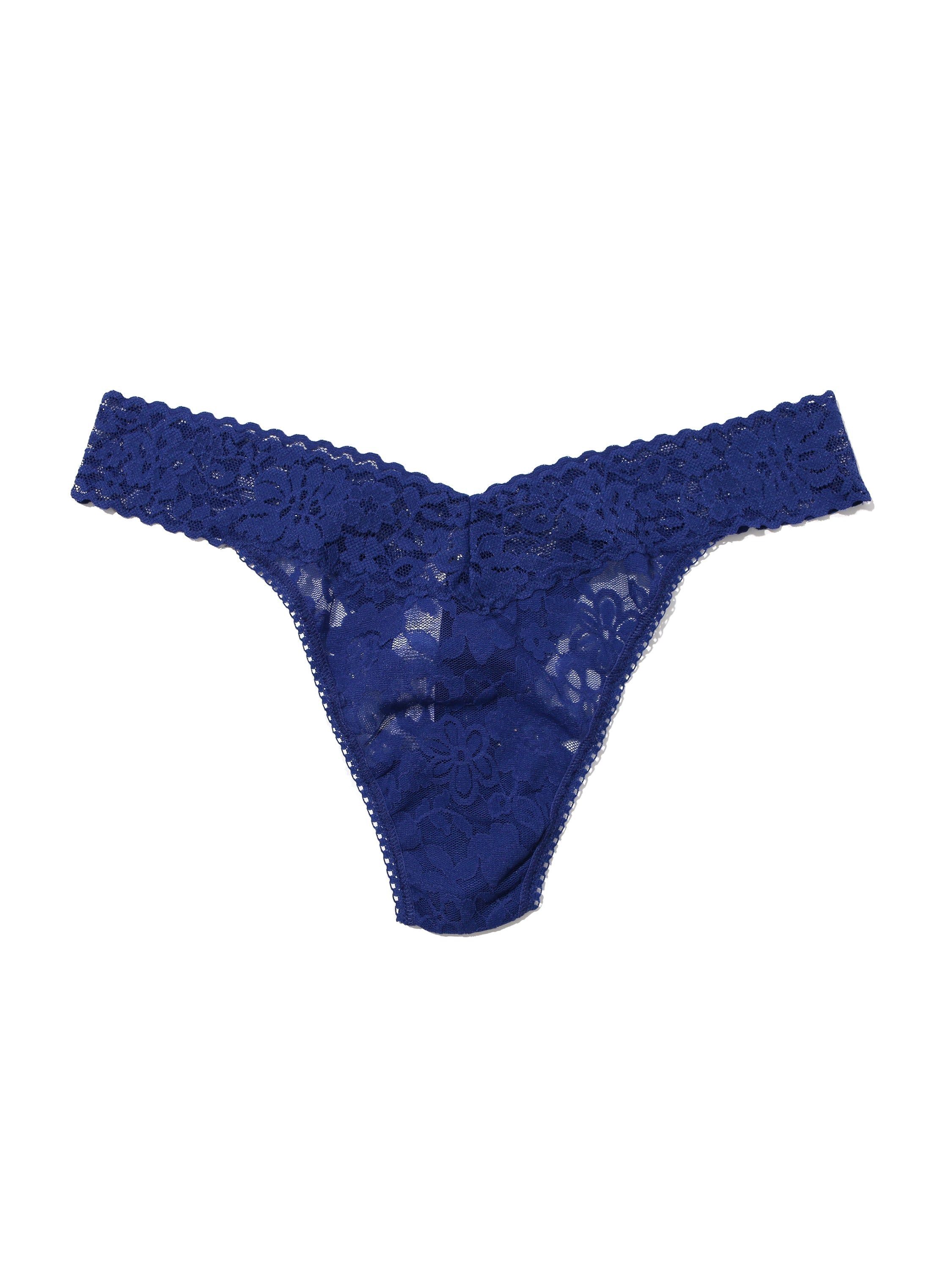 Plus Size Daily Lace™ Original Rise Thong Midnight Blue Sale sold by Hanky Panky