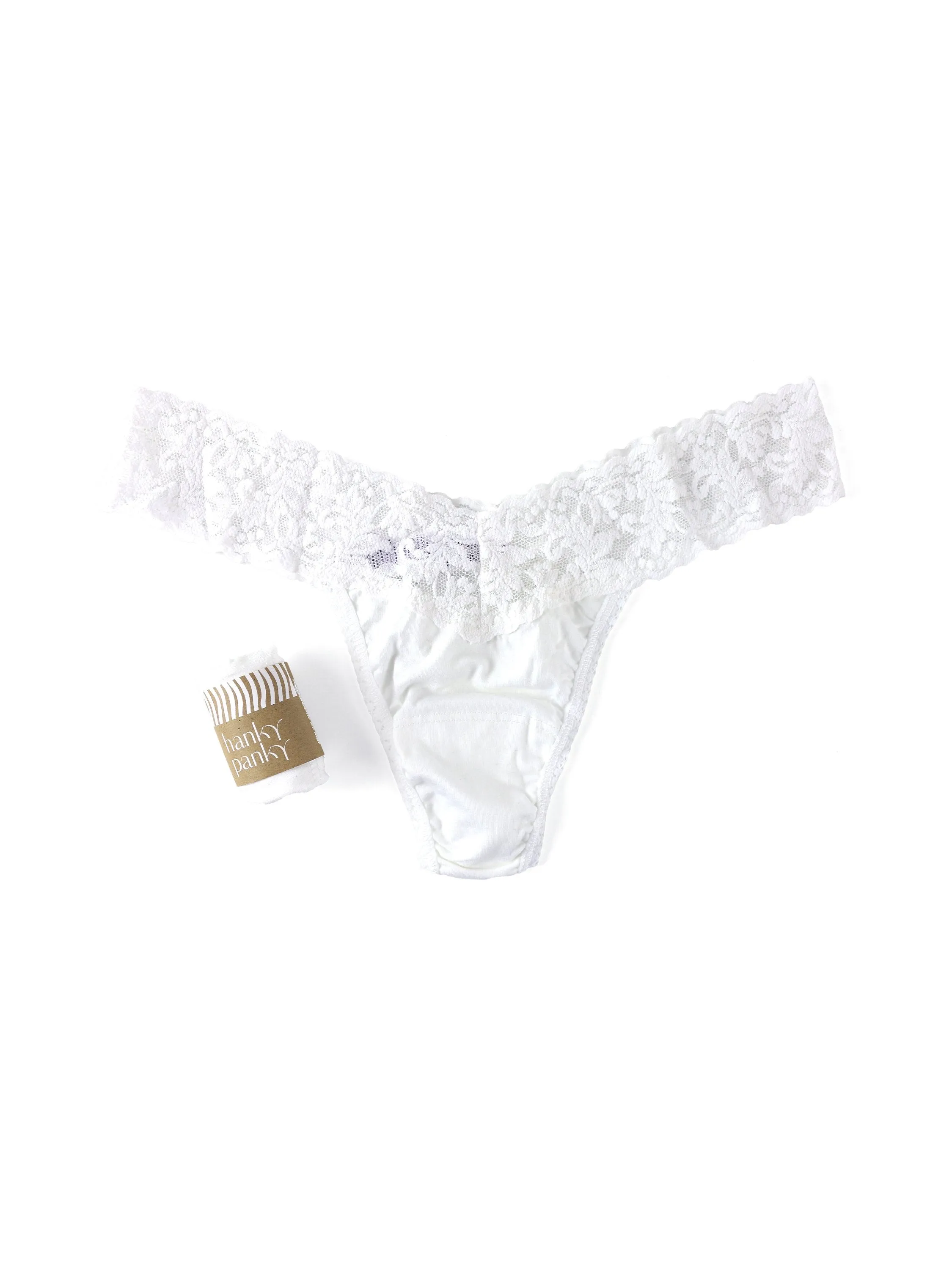 Petite Size Supima® Cotton Low Rise Thong White sold by Hanky Panky product image thumbnail 3