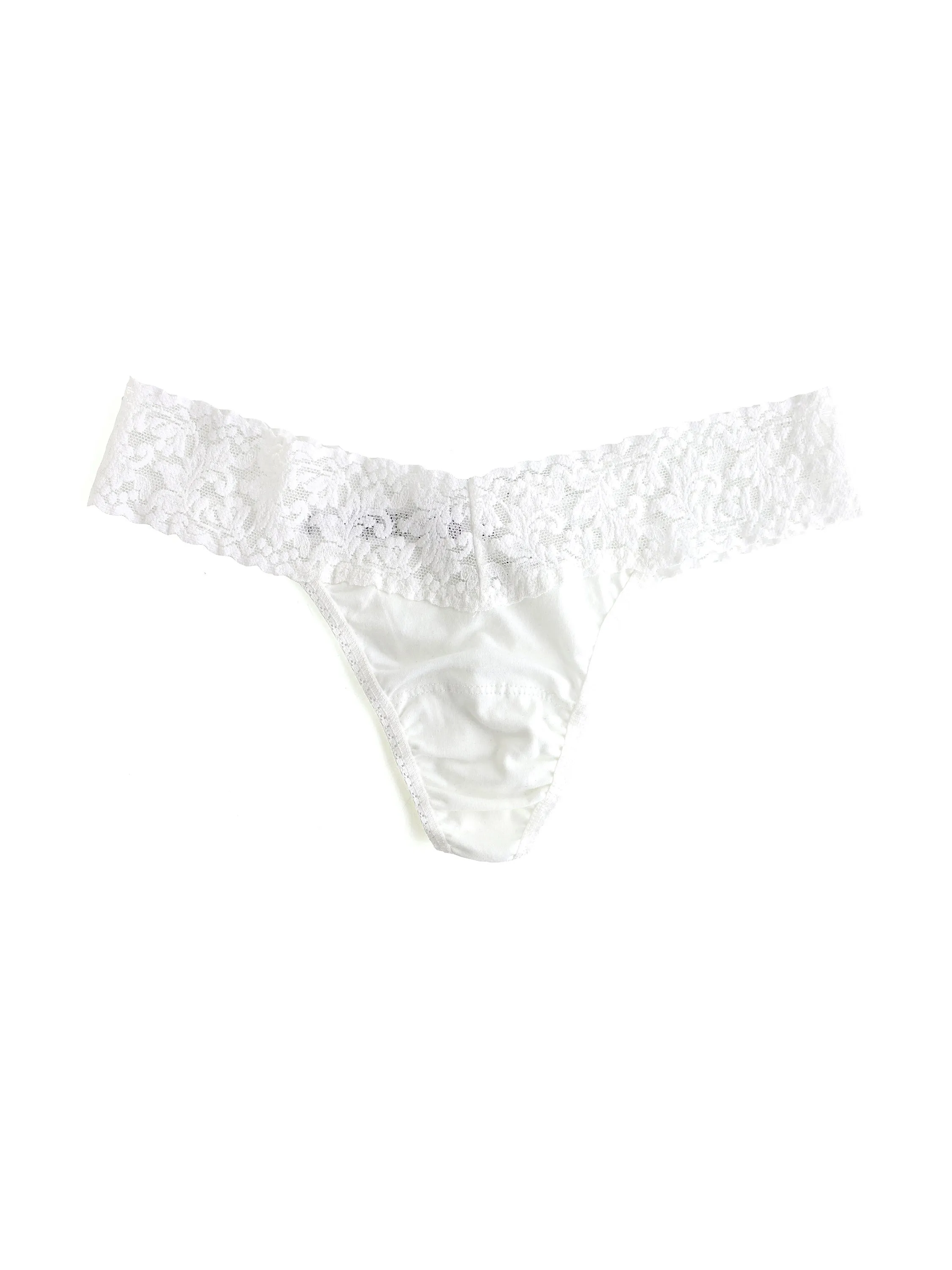 Petite Size Supima® Cotton Low Rise Thong White sold by Hanky Panky