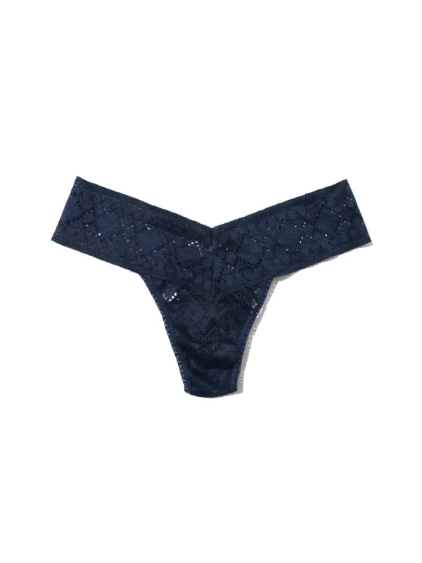 Petite Size Gem Lace Thong Hummingbird Blue Sale sold by Hanky Panky