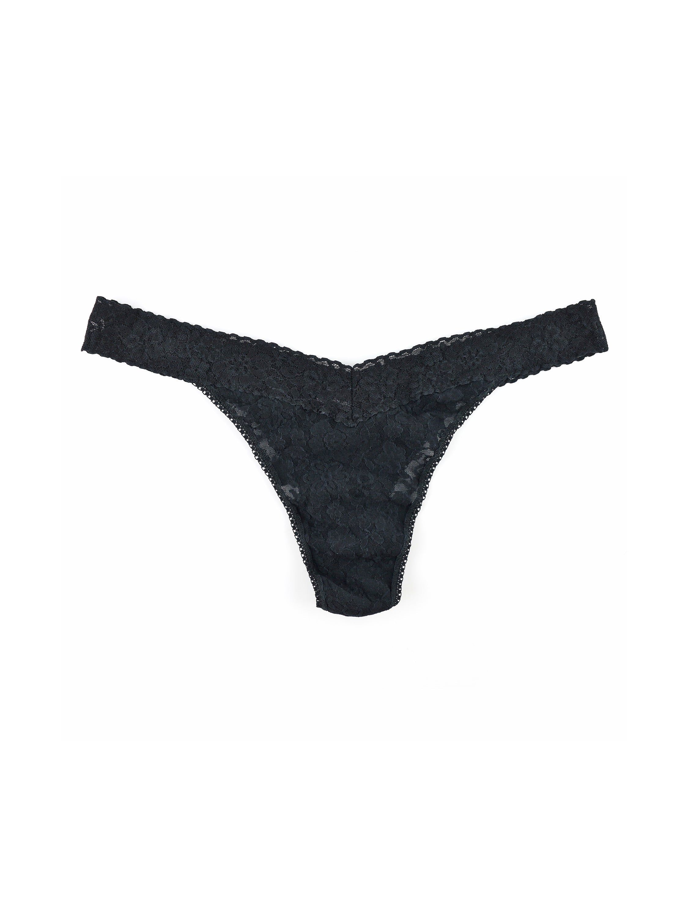 Plus Size Daily Lace™ Original Rise Thong Black Sale sold by Hanky Panky