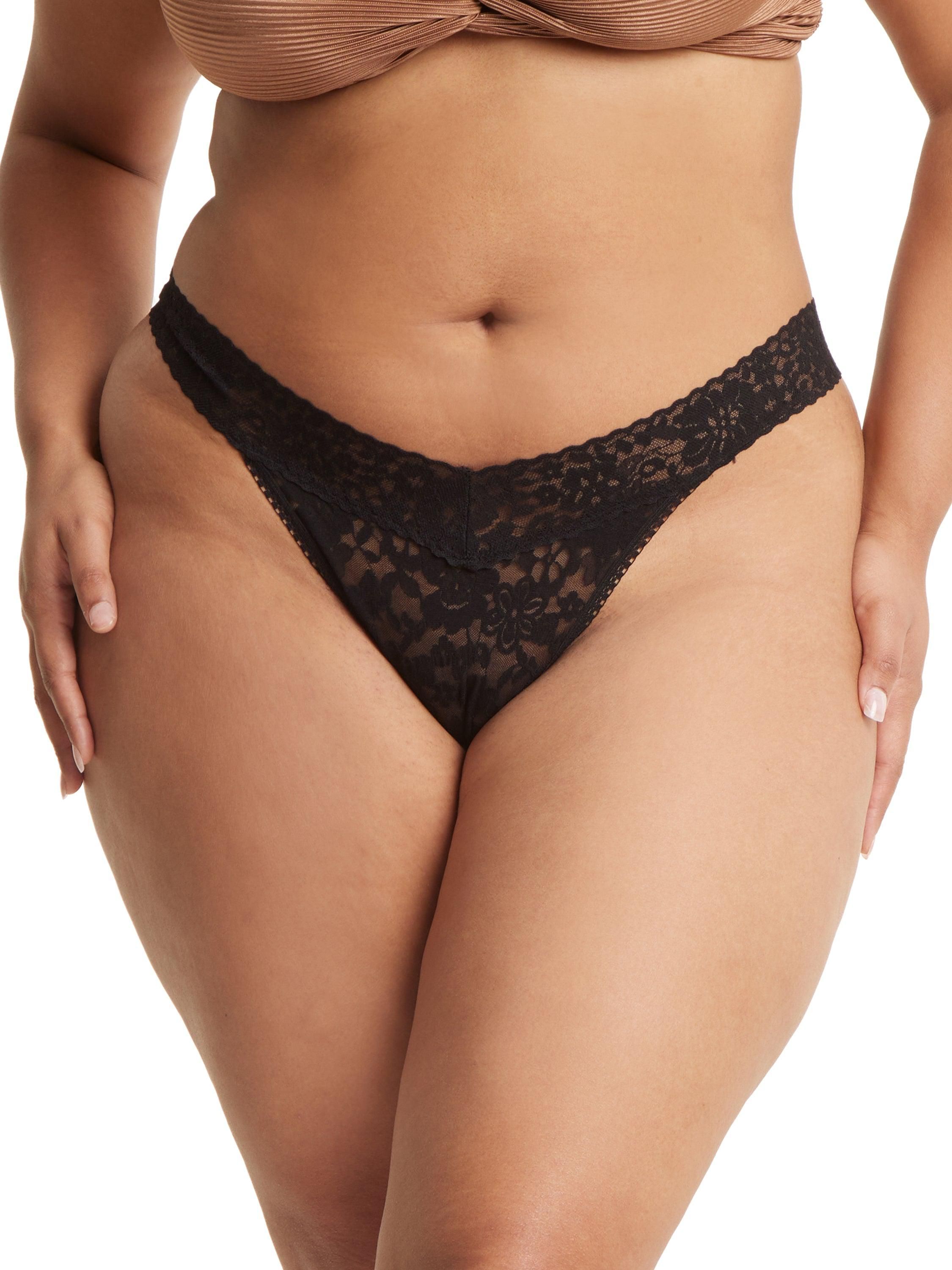 Plus Size Daily Lace™ Original Rise Thong Black Sale sold by Hanky Panky product image thumbnail 2