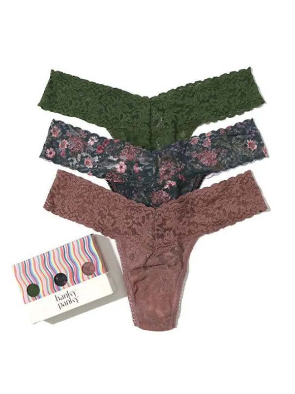 3 Pack Petite Size Signature Lace Low Rise Thongs Exclusive Sale sold by Hanky Panky