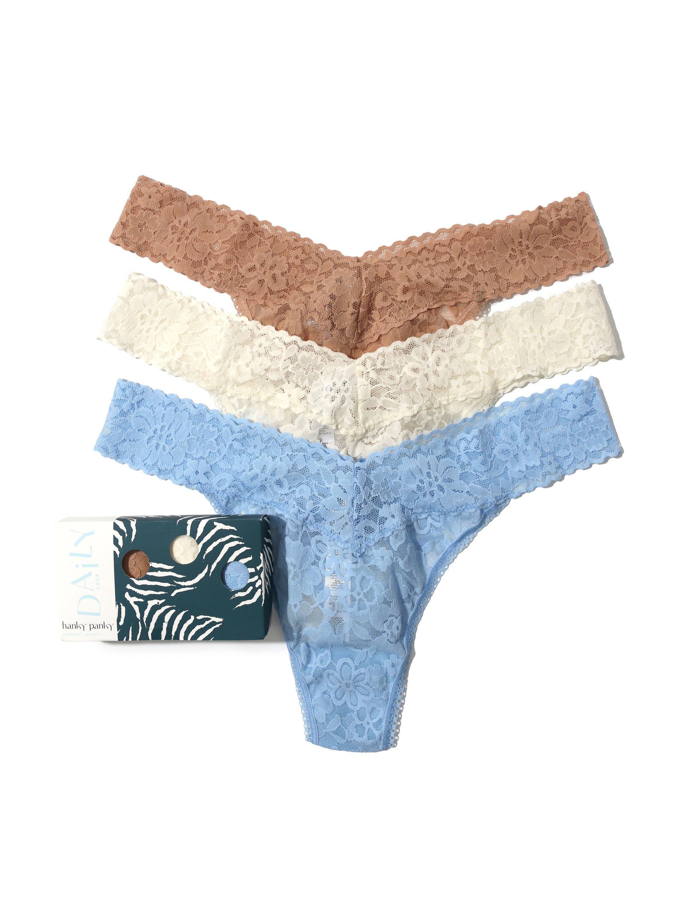 3 Pack Daily Lace™ Original Rise Thong Taupe Sale sold by Hanky Panky