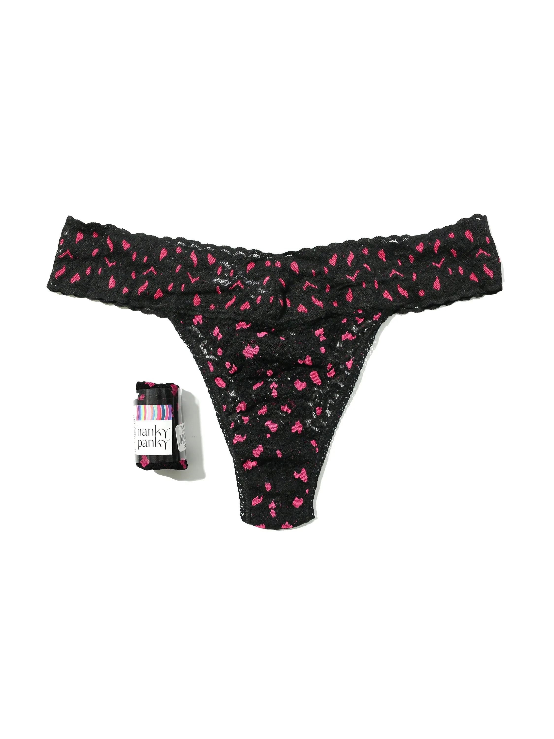 Cross-Dyed Leopard Original Rise Thong Black/Tulip Pink sold by Hanky Panky product image thumbnail 4