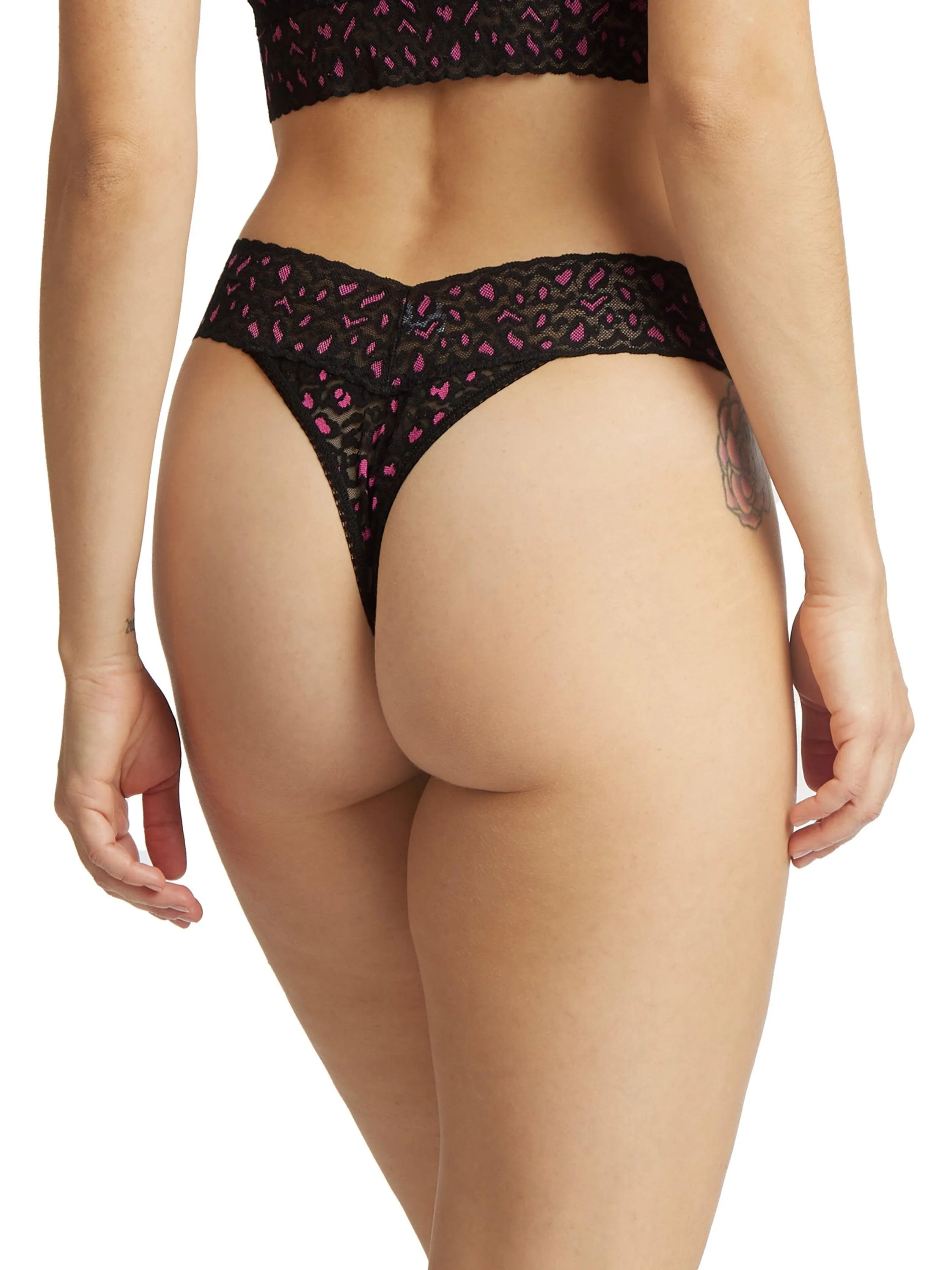 Cross-Dyed Leopard Original Rise Thong Black/Tulip Pink sold by Hanky Panky product image thumbnail 3