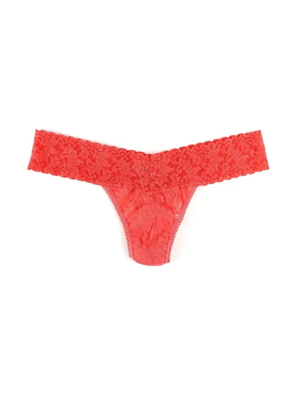 Petite Size Signature Lace Low Rise Thong Ripe Water Pink sold by Hanky Panky