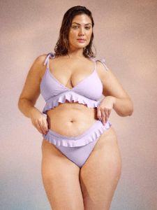 Ruffle V-Front Bikini Bottom Moon Crystal Sale sold by Hanky Panky