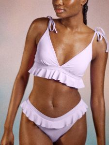 Ruffle V-Front Bikini Bottom Moon Crystal Sale sold by Hanky Panky