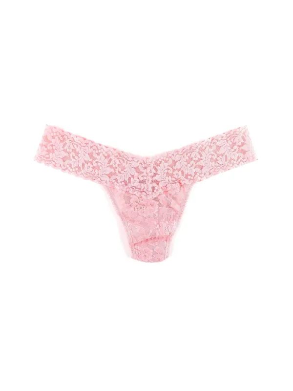 Petite Size Signature Lace Low Rise Thong Pink Lemonade sold by Hanky Panky