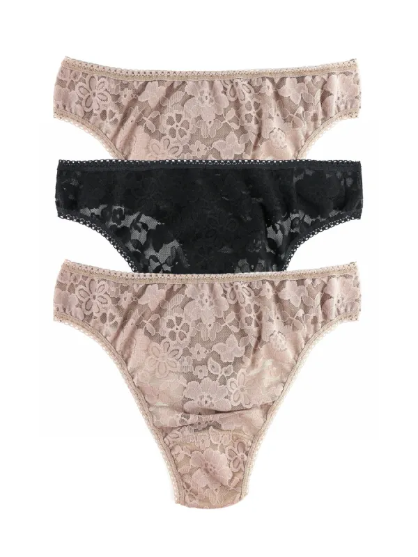 Daily Lace™ High Cut Thong 3 Pack Exclusive Sale sold by Hanky Panky
