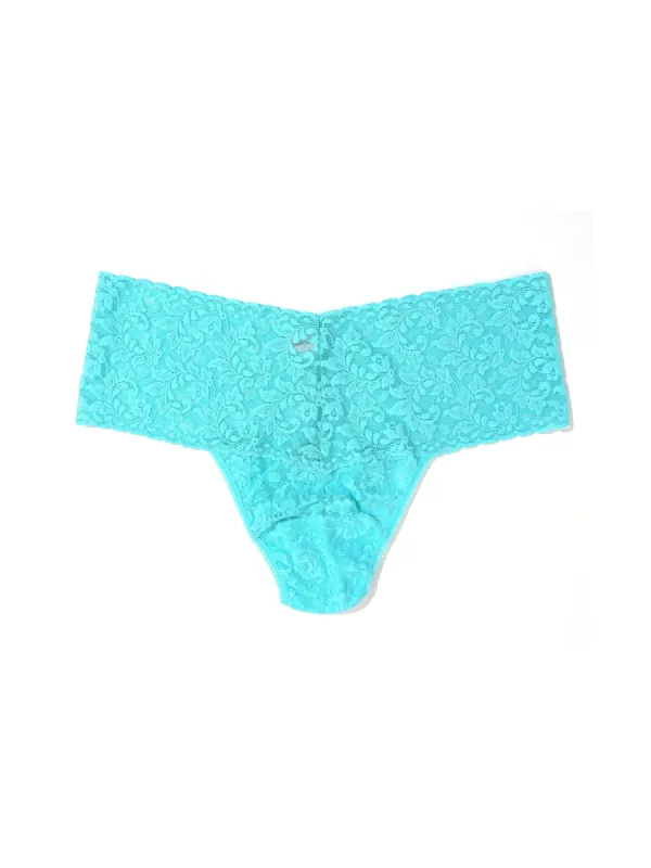 Plus Size Retro Lace Thong Aquatic Blue Sale sold by Hanky Panky