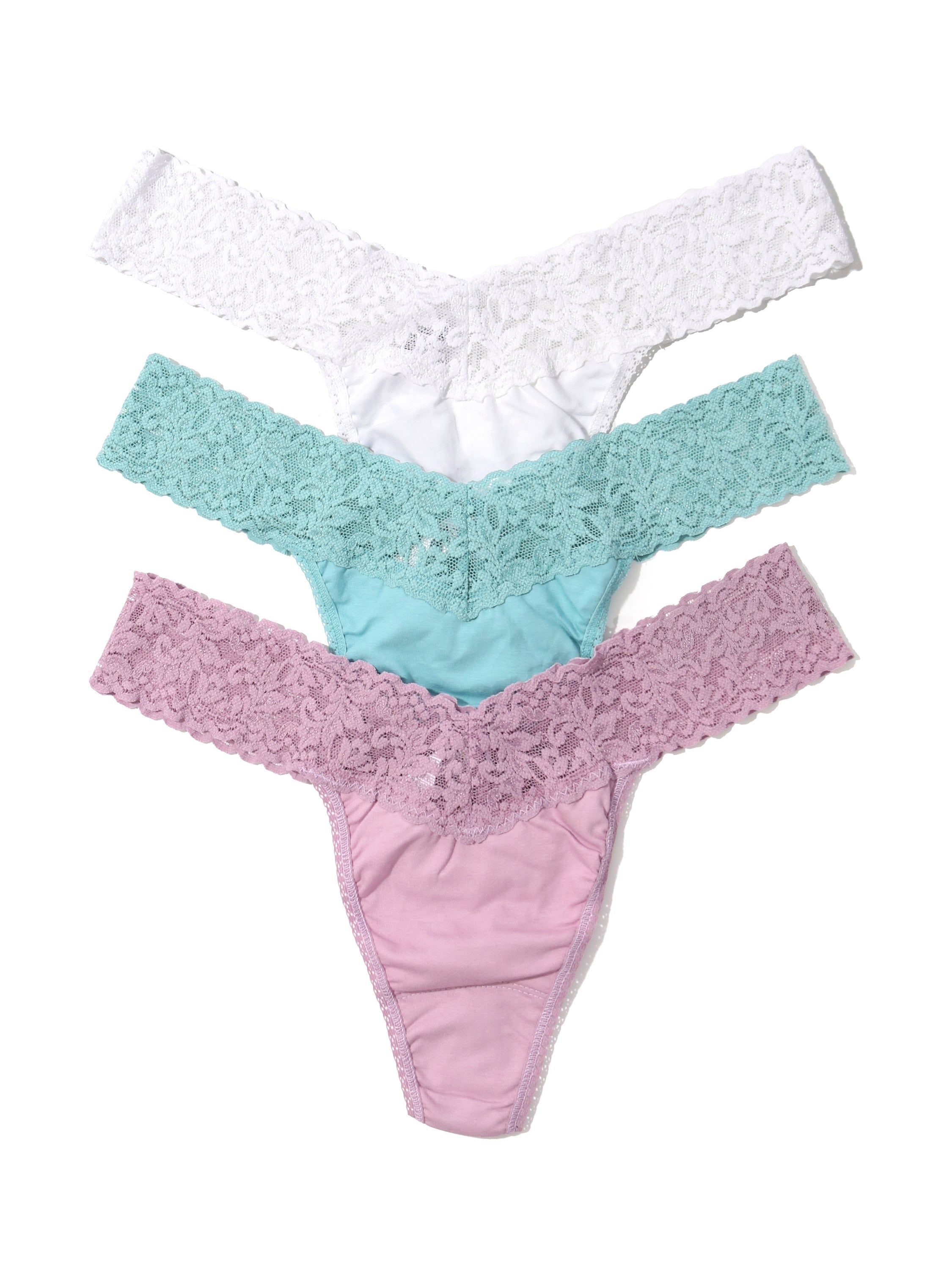 3 Pack Supima® Cotton Original Rise Thongs Water Lily sold by Hanky Panky
