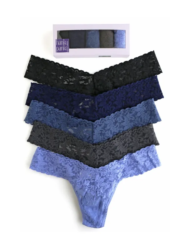 5 Pack Low Rise Thongs Dark Neutrals sold by Hanky Panky