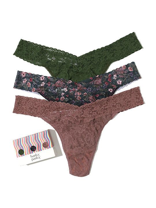 3 Pack Plus Size Signature Lace Original Rise Thongs Exclusive Sale sold by Hanky Panky