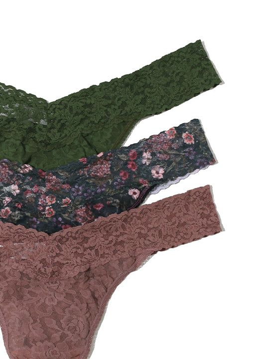 3 Pack Plus Size Signature Lace Original Rise Thongs Exclusive Sale sold by Hanky Panky product image thumbnail 2