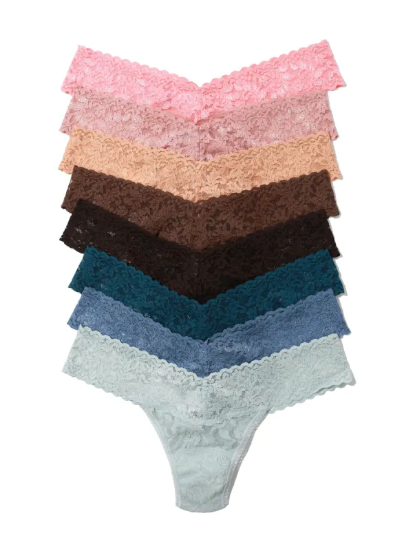 8 Pack Signature Lace Low Rise Thongs Neutrals sold by Hanky Panky