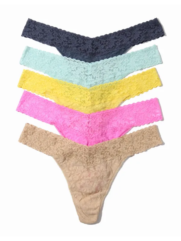 5 Pack Plus Size Signature Lace Thongs In Printed Box Sale sold by Hanky Panky