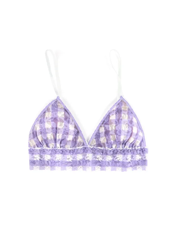 Printed Signature Lace Padded Triangle Bralette Sale Varsity Gingham sold by Hanky Panky