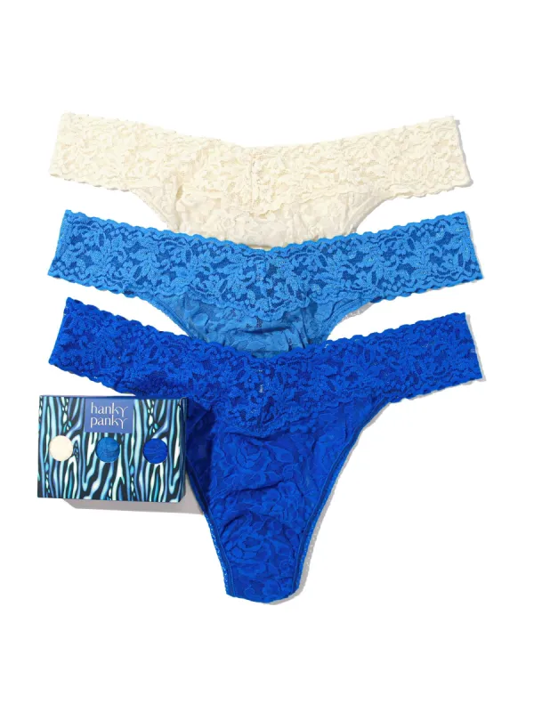 3 Pack Signature Lace Original Rise Thongs in Printed Box Sale sold by Hanky Panky
