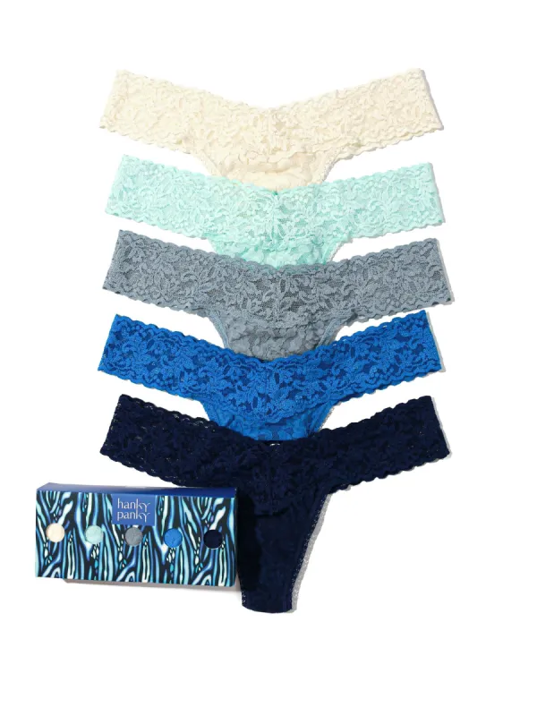 5 Pack Petite Size Signature Lace Thongs in Printed Box Sale sold by Hanky Panky