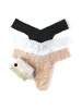 3 Pack Supima® Cotton Original Rise Thongs with Lace Black/White/Chai sold by Hanky Panky