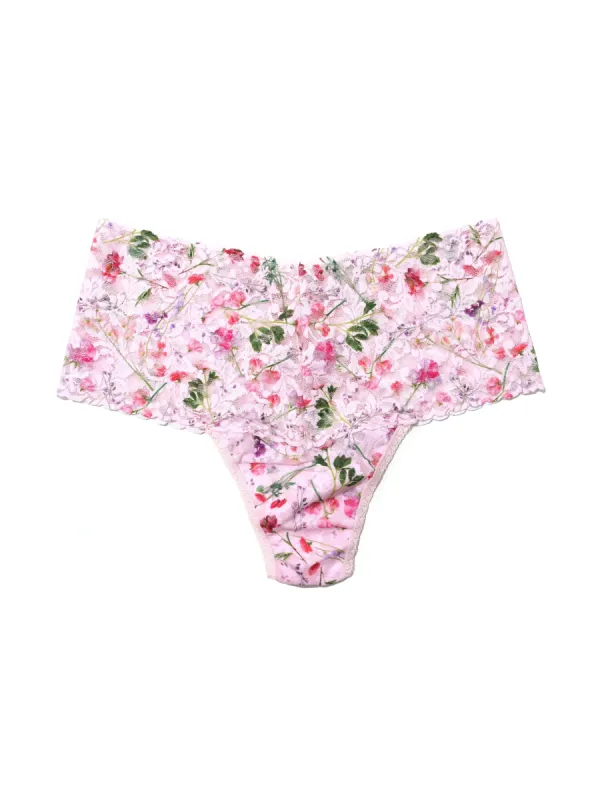 Plus Size Printed Retro Lace Thong Rise And Vines Sale sold by Hanky Panky