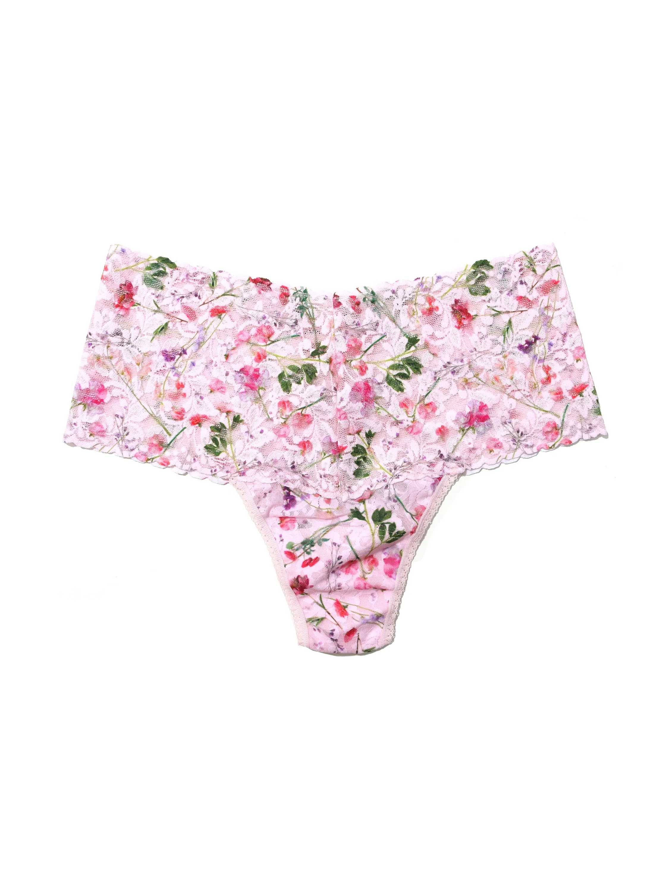 Plus Size Printed Retro Lace Thong Rise And Vines Sale sold by Hanky Panky