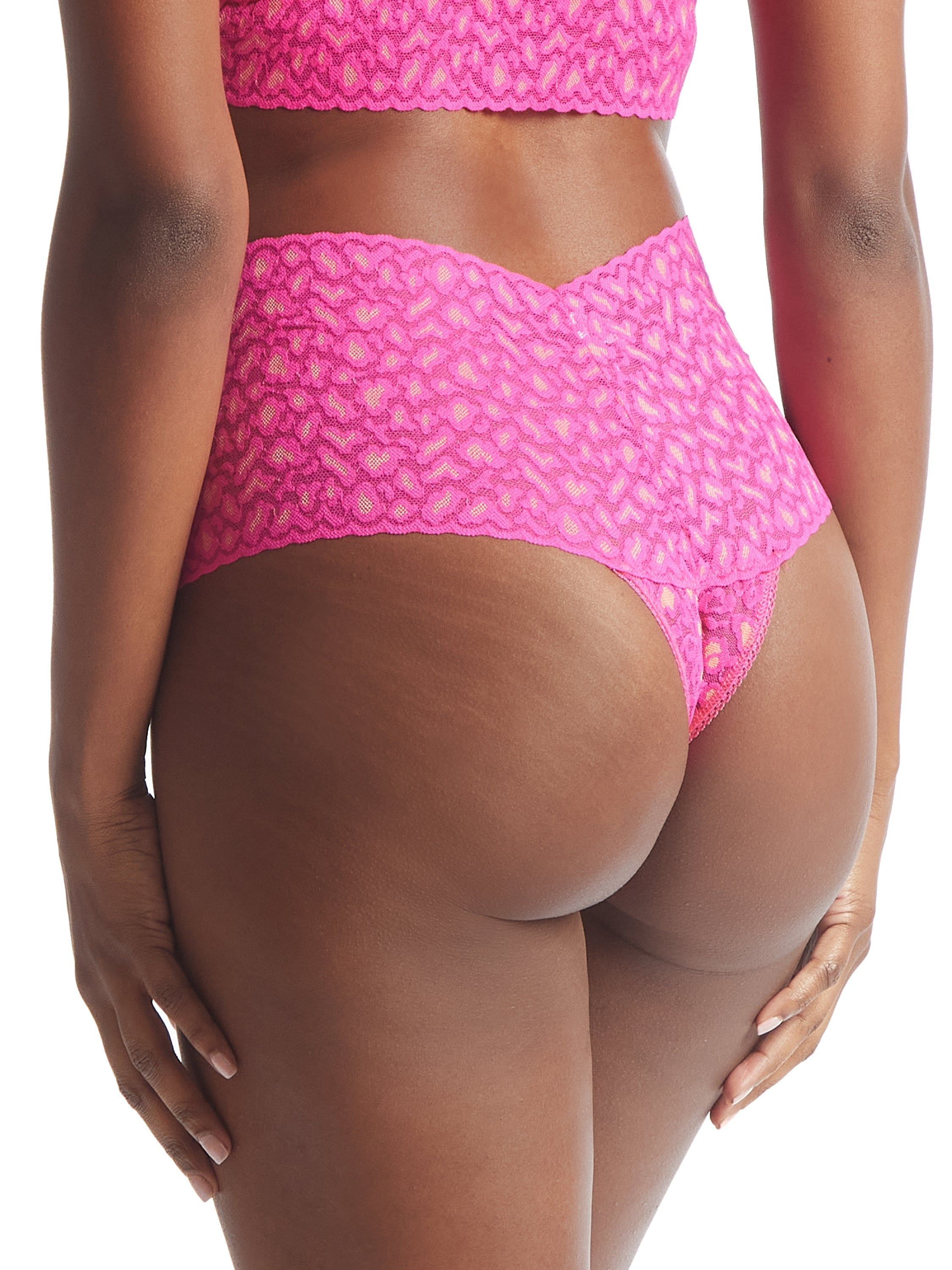 Cross-Dyed Leopard Retro Thong Siesta Pink sold by Hanky Panky product image thumbnail 3