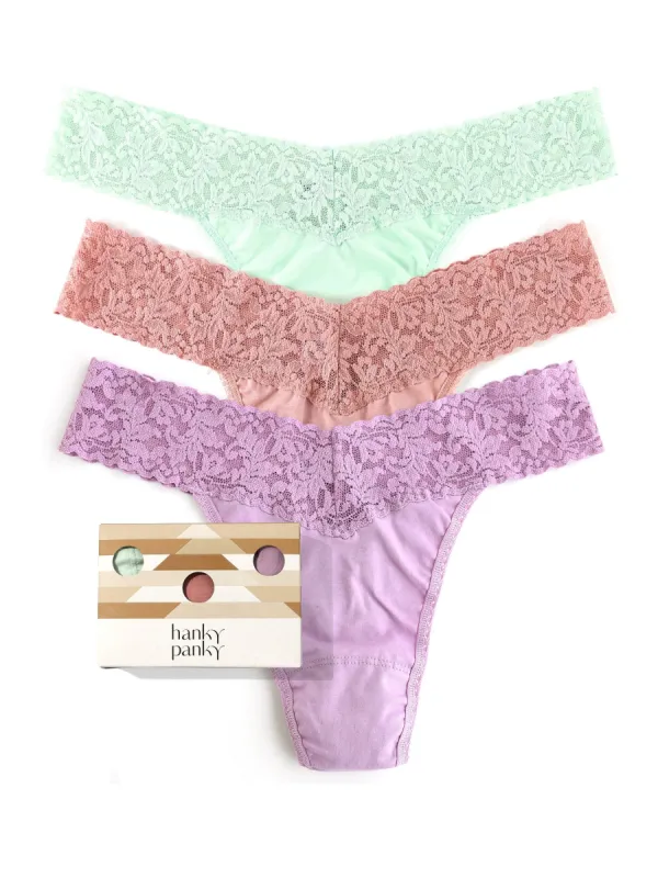 Holiday 3 Pack Supima® Cotton Original Rise Thongs Cucumber sold by Hanky Panky