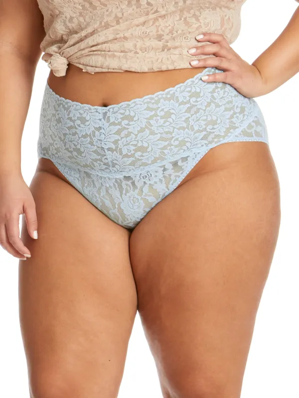 Plus Size Retro Lace V-kini Partly Cloudy Blue Sale sold by Hanky Panky