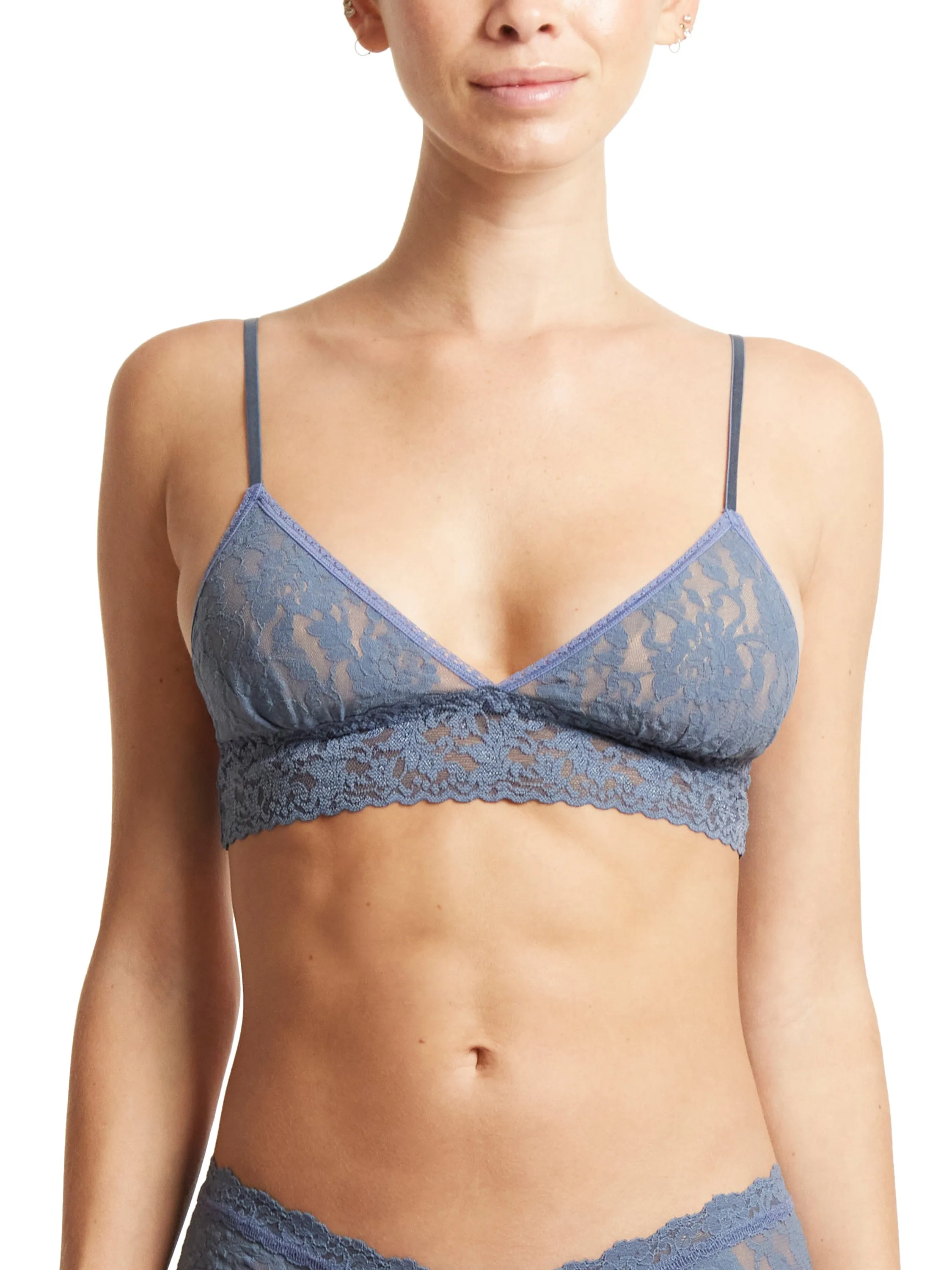 Signature Lace Padded Triangle Bralette Tour Guide Blue Sale sold by Hanky Panky