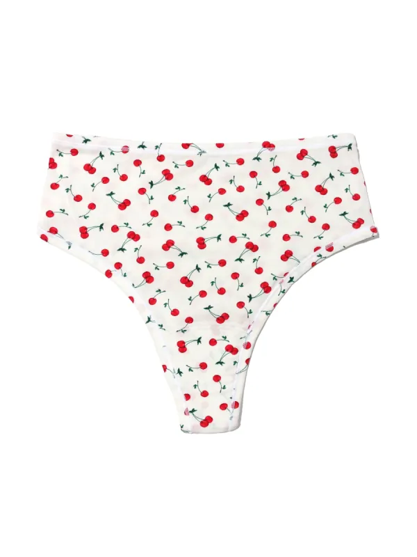 Printed PlayStretch™ High Rise Thong Cherry On Top sold by Hanky Panky
