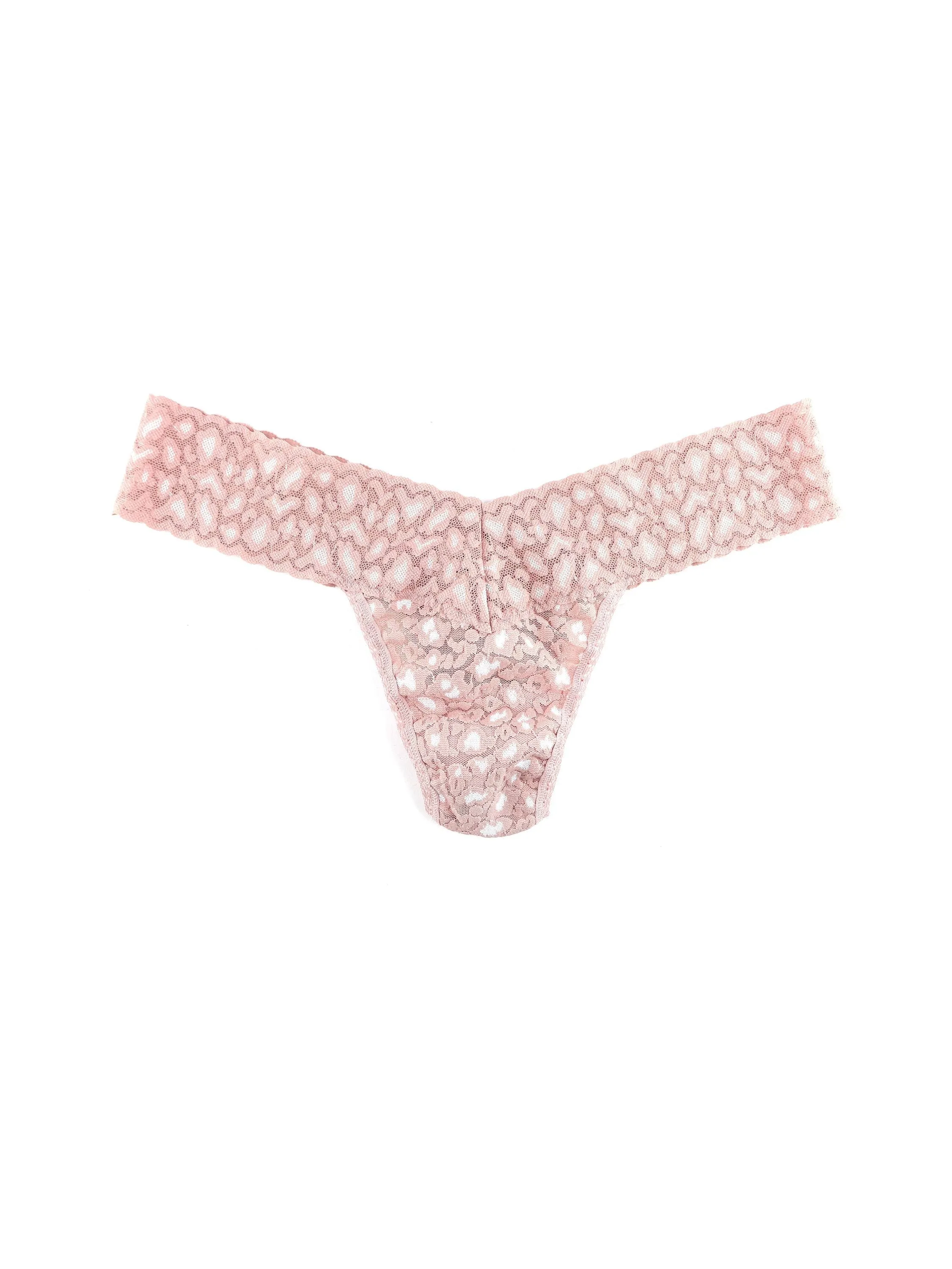 Cross-Dyed Leopard Petite Low Rise Thong Desert Rose Pink sold by Hanky Panky