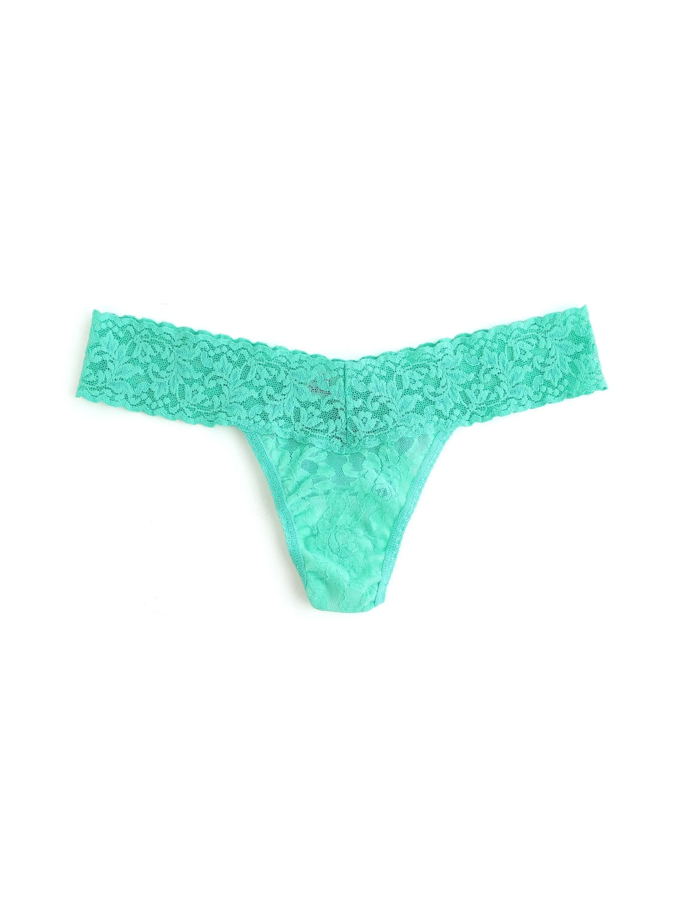 Petite Size Signature Lace Low Rise Thong Agave Green sold by Hanky Panky