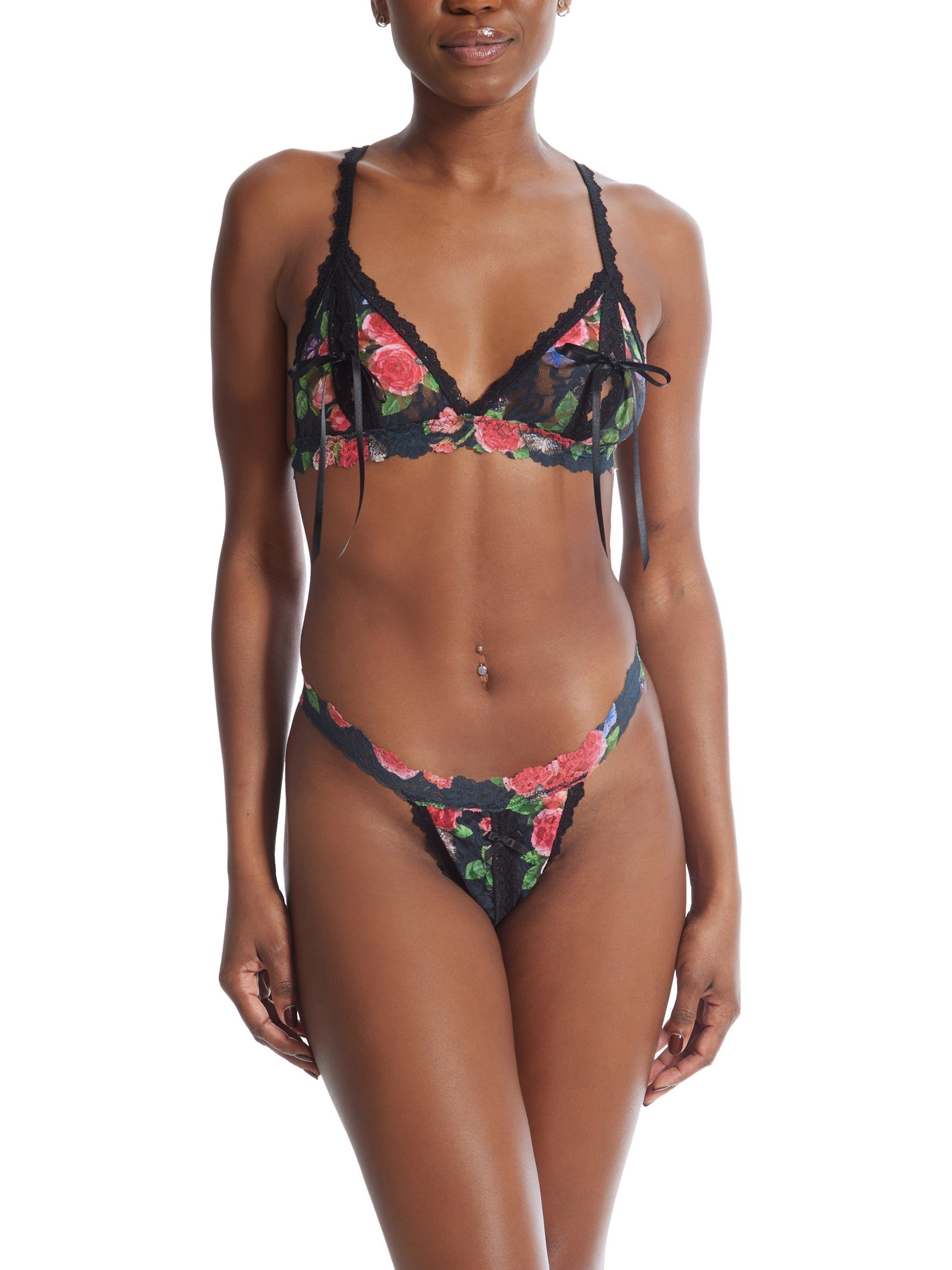 Racy Printed Signature Lace Crotchless G-String Sale sold by Hanky Panky product image thumbnail 4