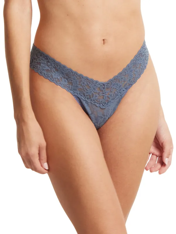 Signature Lace Low Rise Thong Tour Guide Blue Sale sold by Hanky Panky