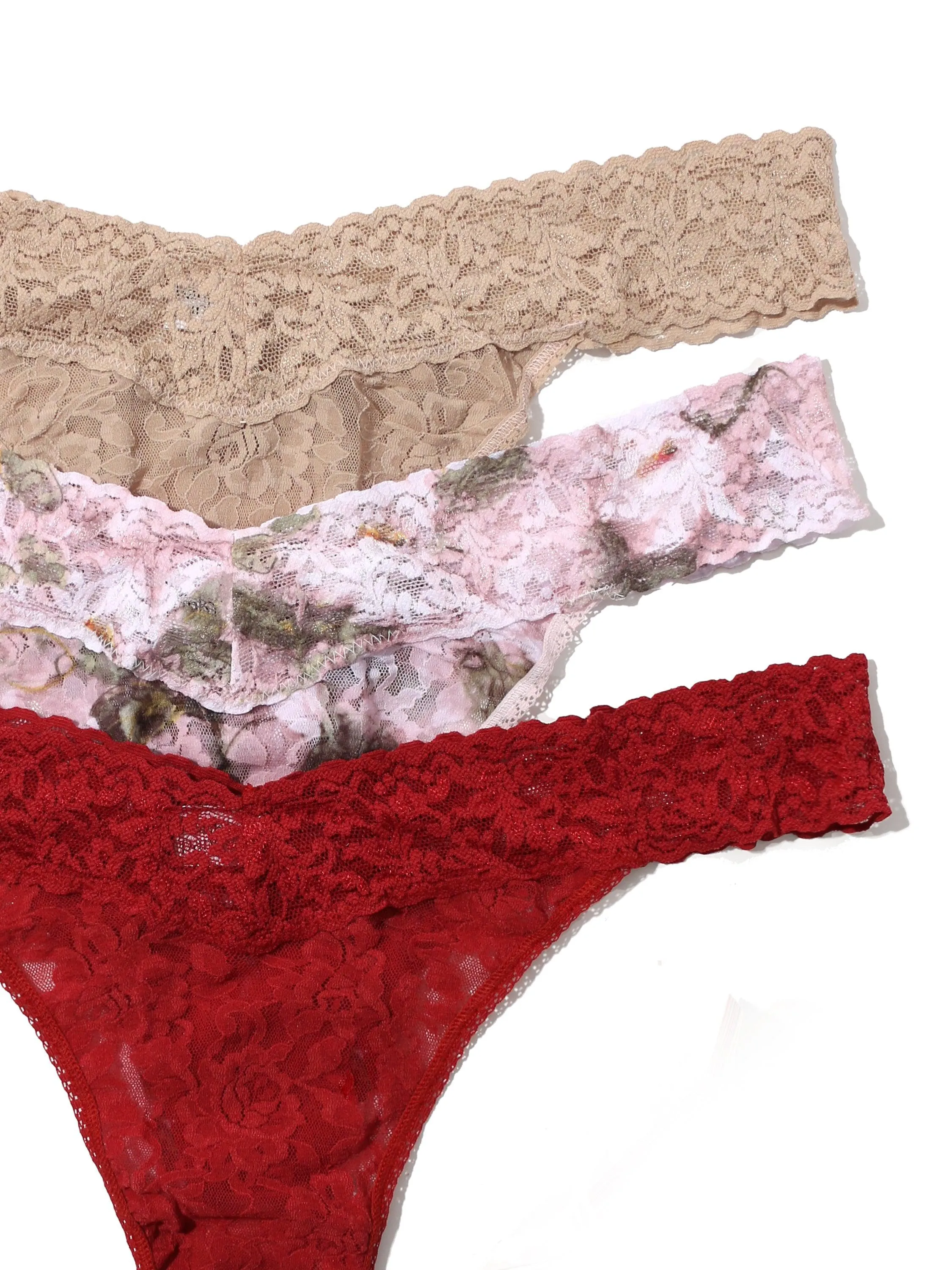 3 Pack Plus Size Signature Lace Original Rise Thongs Antique Lily sold by Hanky Panky product image thumbnail 2