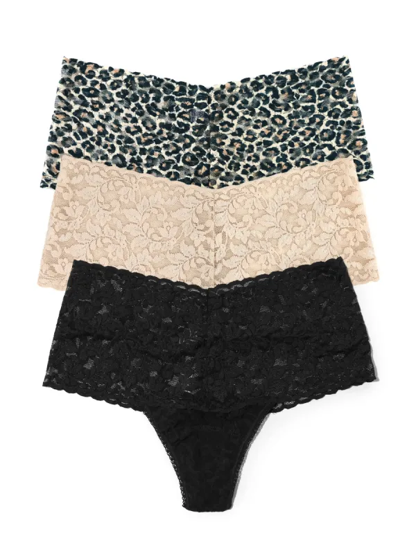 3 Pack Printed Retro Lace Thong Sale made by Hanky Panky