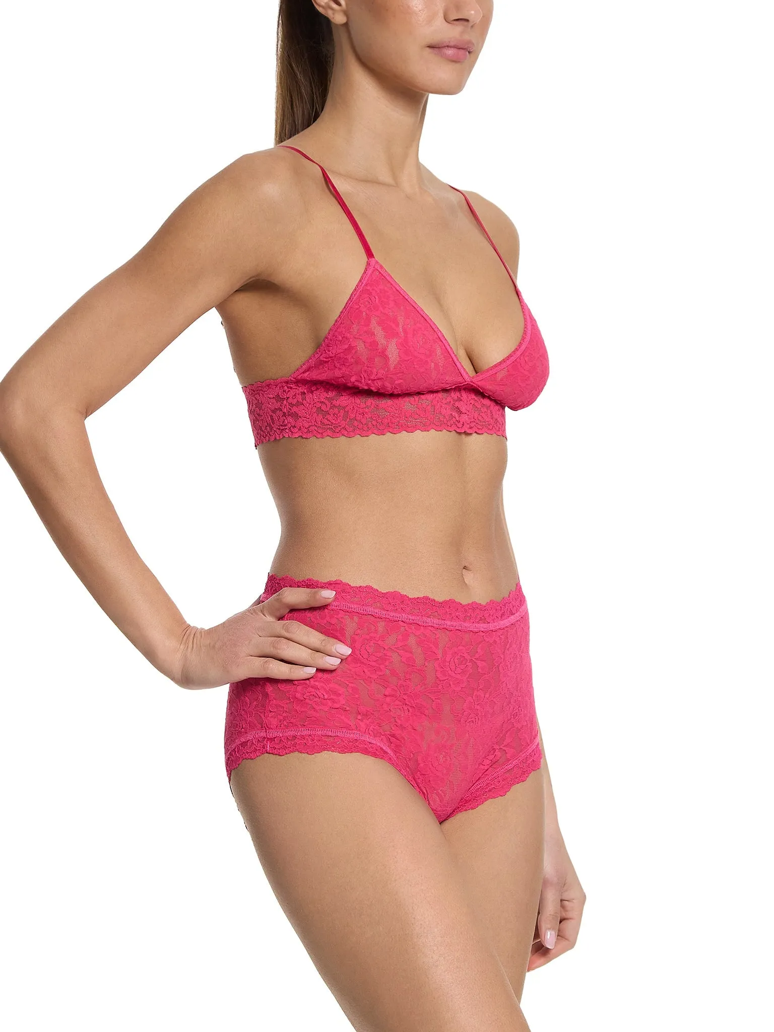 Signature Lace® Padded Triangle Bralette Sweet Tart Pink Sale sold by Hanky Panky product image thumbnail 4