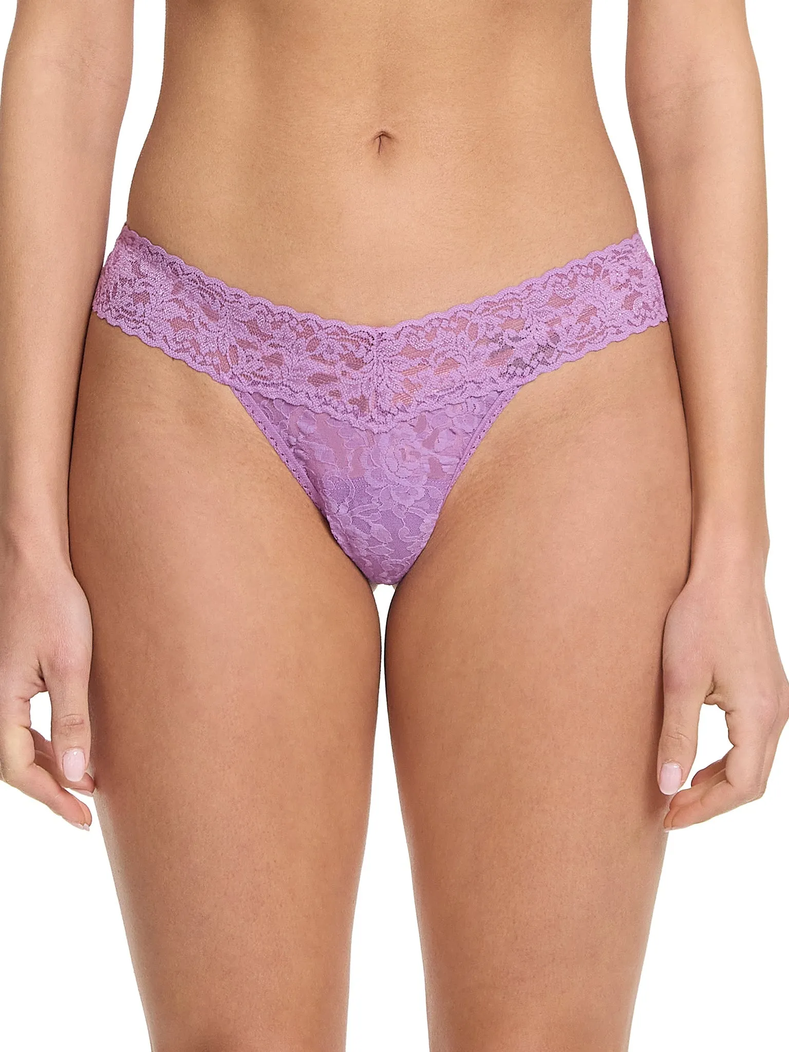 4911® Signature Lace® Low Rise Thong Venus Purple sold by Hanky Panky