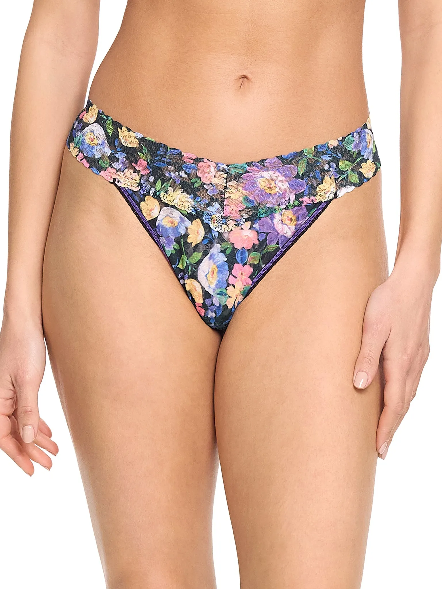 Printed Signature Lace Original Rise Thong Dream Garden Sale sold by Hanky Panky