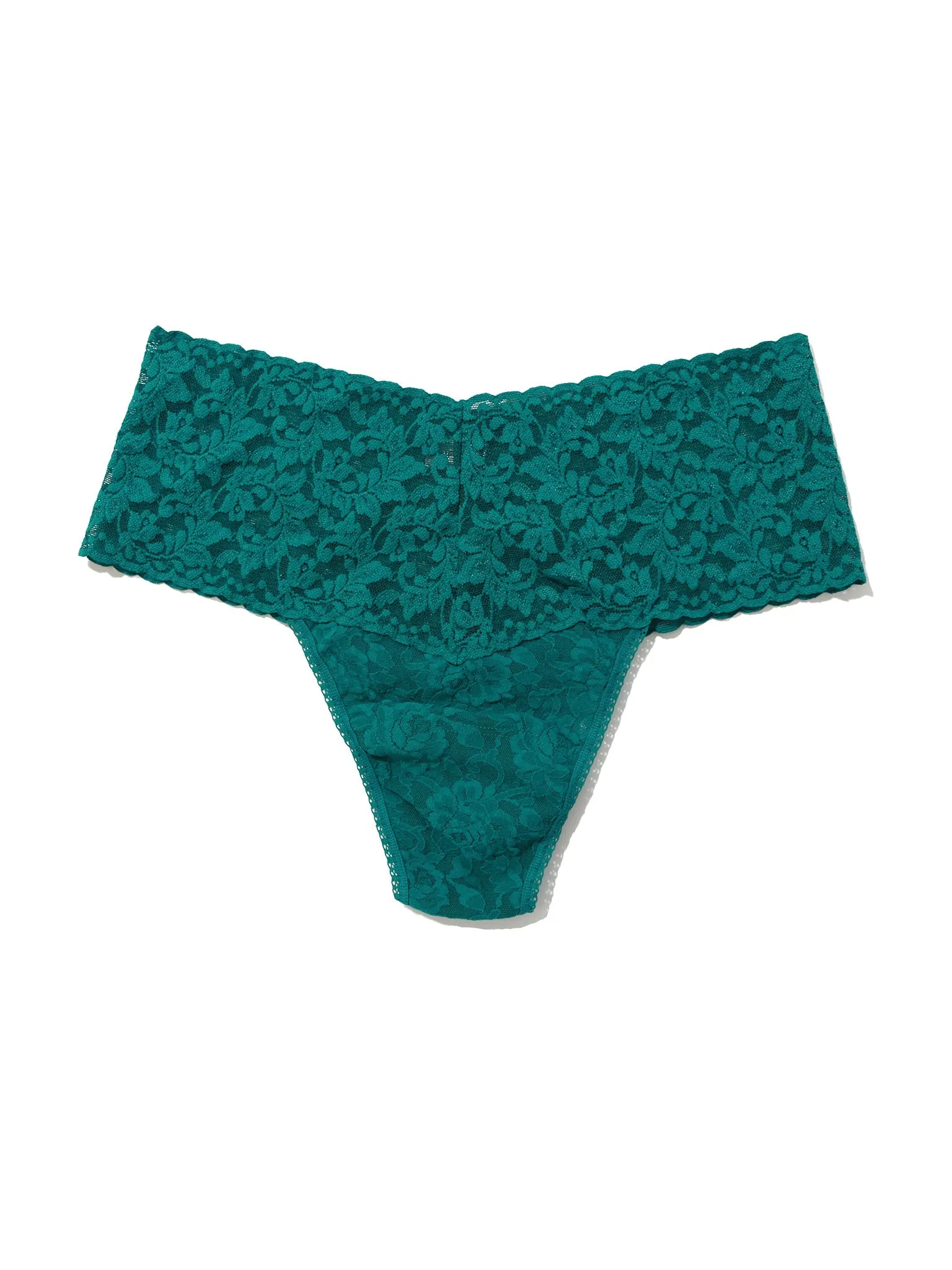 Plus Size Retro Lace Thong Northern Lights Green sold by Hanky Panky