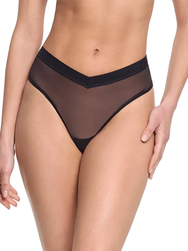 Mesh High Cut Thong Black Sale sold by Hanky Panky