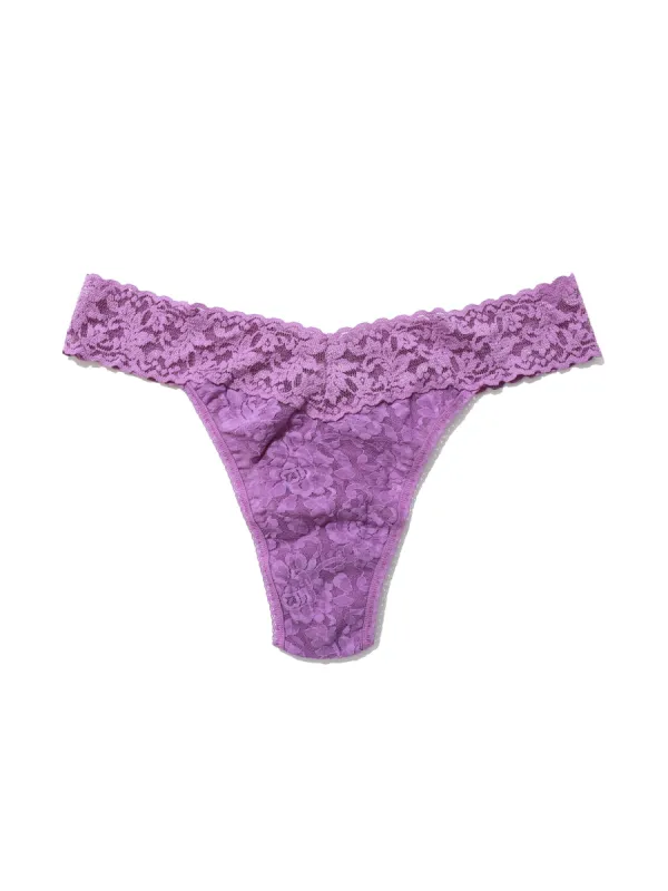 Plus Size Signature Lace Original Rise Thong Venus Purple sold by Hanky Panky