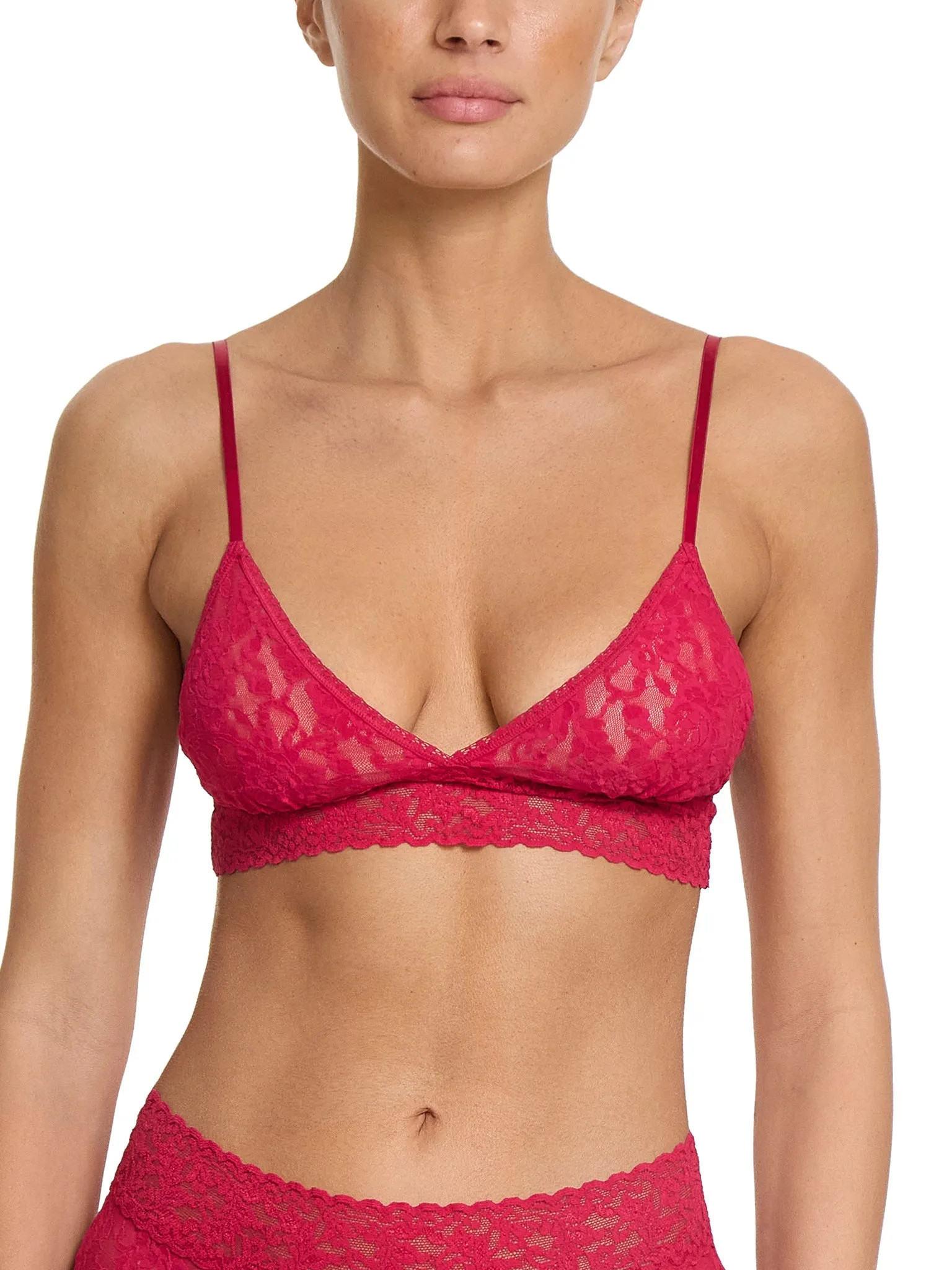 Signature Lace Padded Triangle Bralette Beet Juice Red Sale sold by Hanky Panky