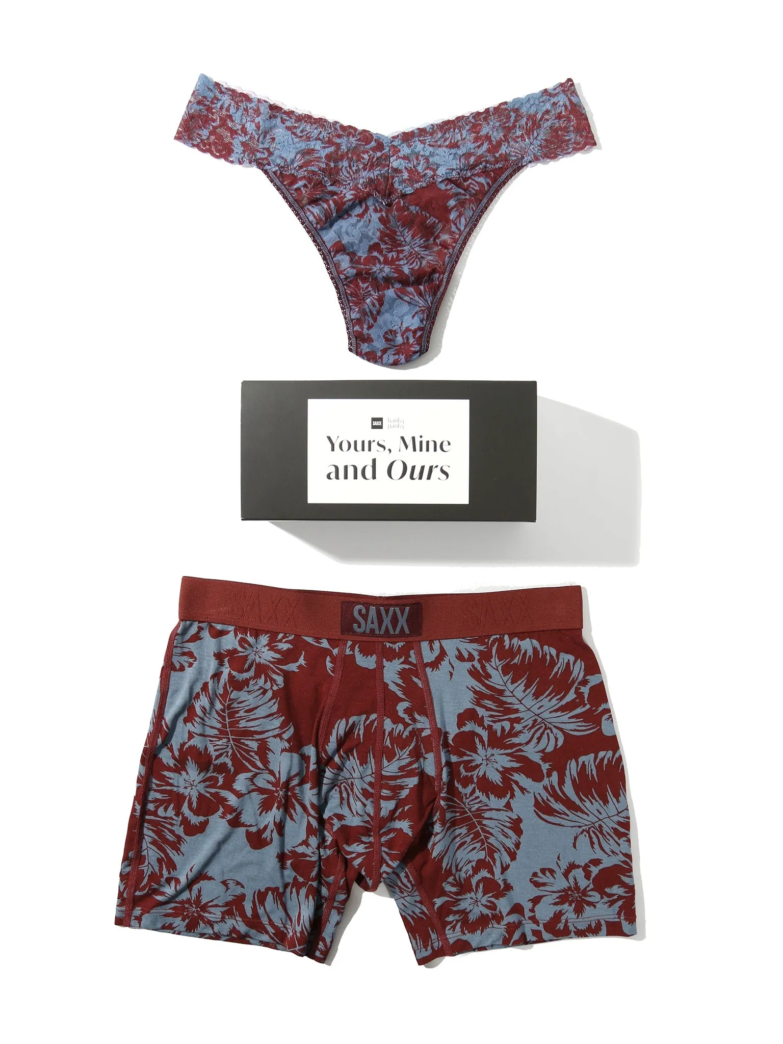 Signature Lace Original Rise Thong And Saxx Super Soft Vibe Boxer Brief Shadow Tropics sold by Hanky Panky product image thumbnail 2