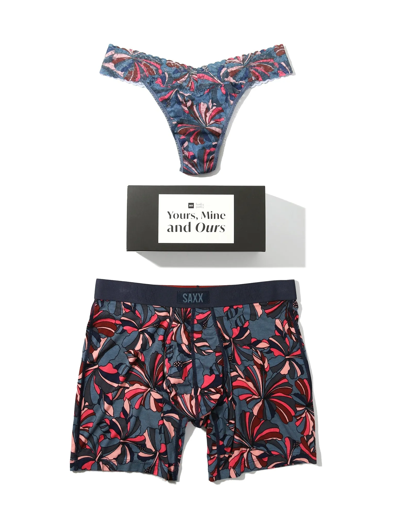 Signature Lace Original Rise Thong And Saxx Super Soft Vibe Boxer Brief Flower Pop sold by Hanky Panky