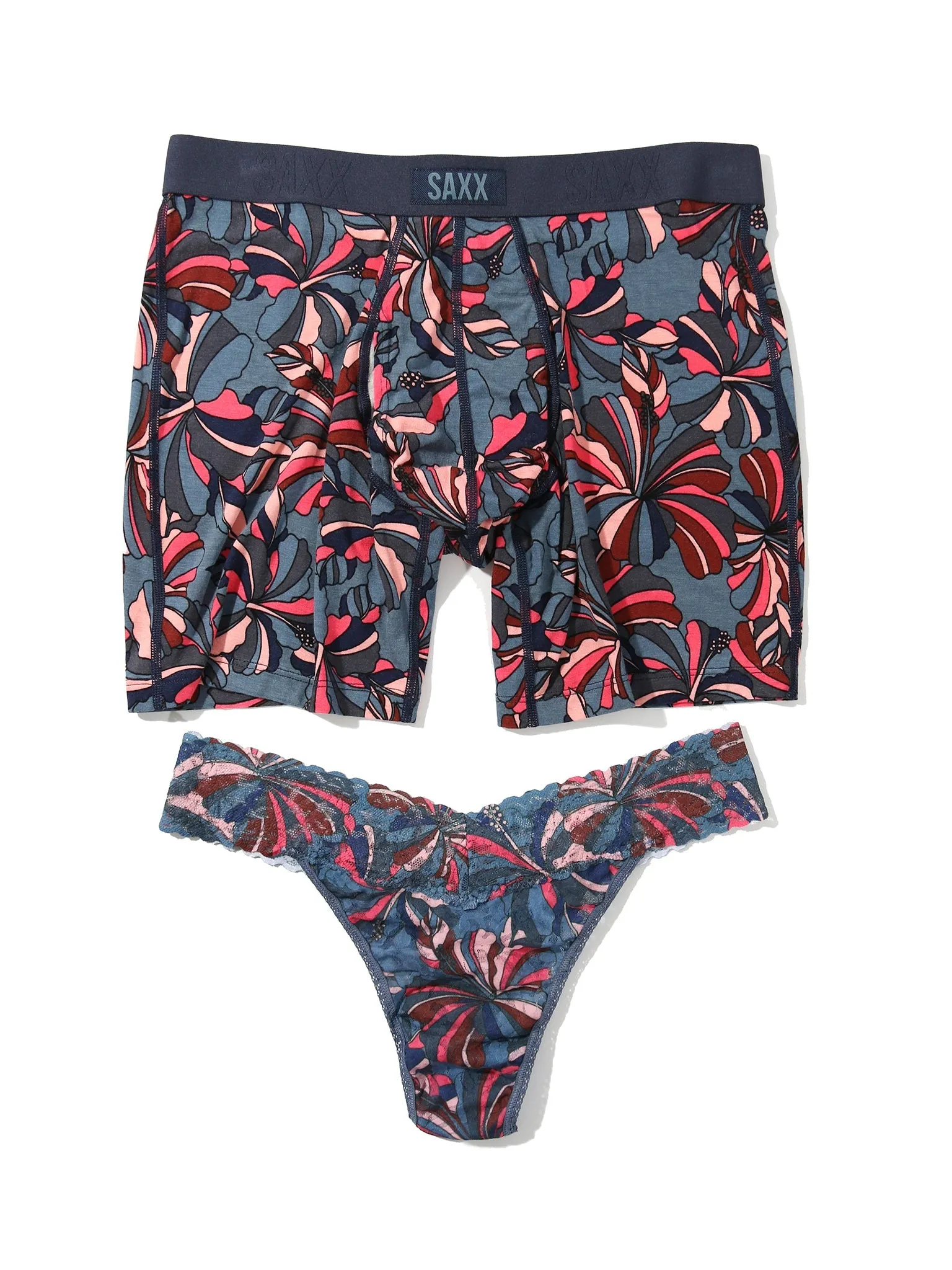 Signature Lace Original Rise Thong And Saxx Super Soft Vibe Boxer Brief Flower Pop sold by Hanky Panky product image thumbnail 2